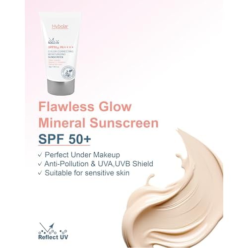 Tinted Mineral Face Sunscreen SPF 50 ? Broad Spectrum NonComedogenic with Vitamin C Skin Moisturizer for Sensitive Skin & Kids