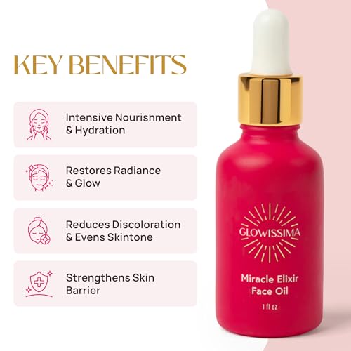 GLOWISSIMA Miracle Elixir Face Oil for Women ? Lightweight Nourishing Radiance Oil for Glowing Skin, Dark Spots & Smooth Texture ? Hydrating Facial Oil, Fast-Absorbing, Non-Greasy, 1 oz