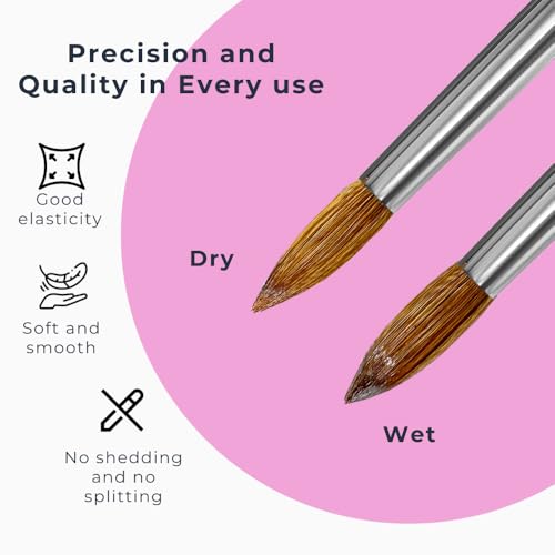 Acrylic Nail Art Brush ? Kolinsky Brush for Acrylic Application ? Ultra-Precise, Durable & No Shedding ? Perfect for Salon, DIY & Pro Use - Enhance Your Skills with GUUDSUP - Size 12