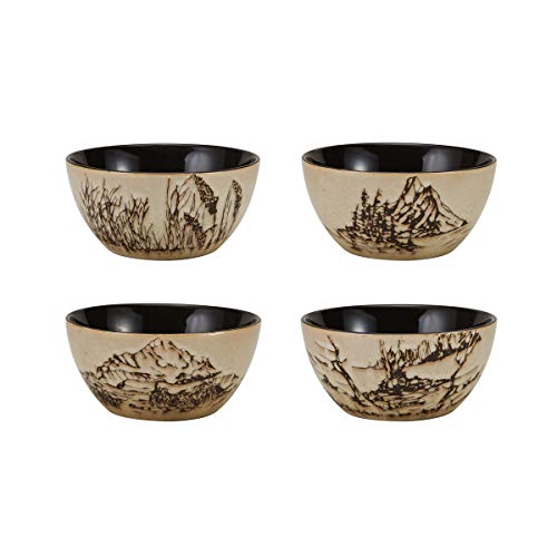 Mossy Oak 16-Piece Stoneware Dinnerware Set - Lodge-Style Wildlife Design for Family Dining