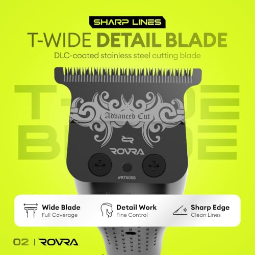 ROVRA Cordless T-Blade Trimmer for Men, Zero-Gap Line Up & Edge