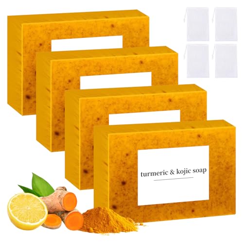 Lemon Turmeric Kojic Soap Bar - Natural Handmade 0.25 Ounce Pack of 4
