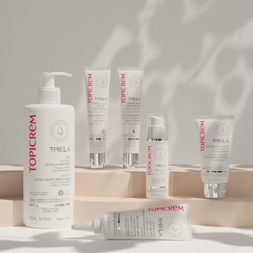 GIGATEMP Topicrem - Mela, Lait Unifiant Ultra Hydratant Corps - Hydrate 24h, Unifie le Teint, Corrige et Pr?vient l¡¯Apparition des Taches Texture Onctueuse Peaux Sensibles Nouvelle Formule 500ml