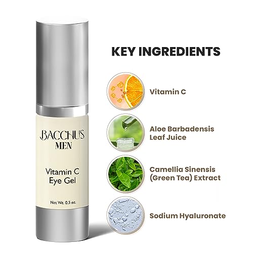 Men Vitamin C Eye Gel for Dark Circles & Puffiness - Anti-Aging & Brightening, 0.5 oz