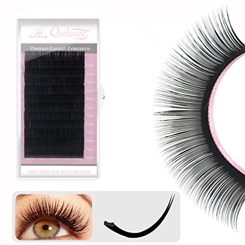 Cashmere Ellipse Flat Lashes Split Tip Eyelash Extensions Natural Matte Soft Lightweight Classic Lash Extensions Professional Salon Use(0.15,D,8-15mm,Caramel)