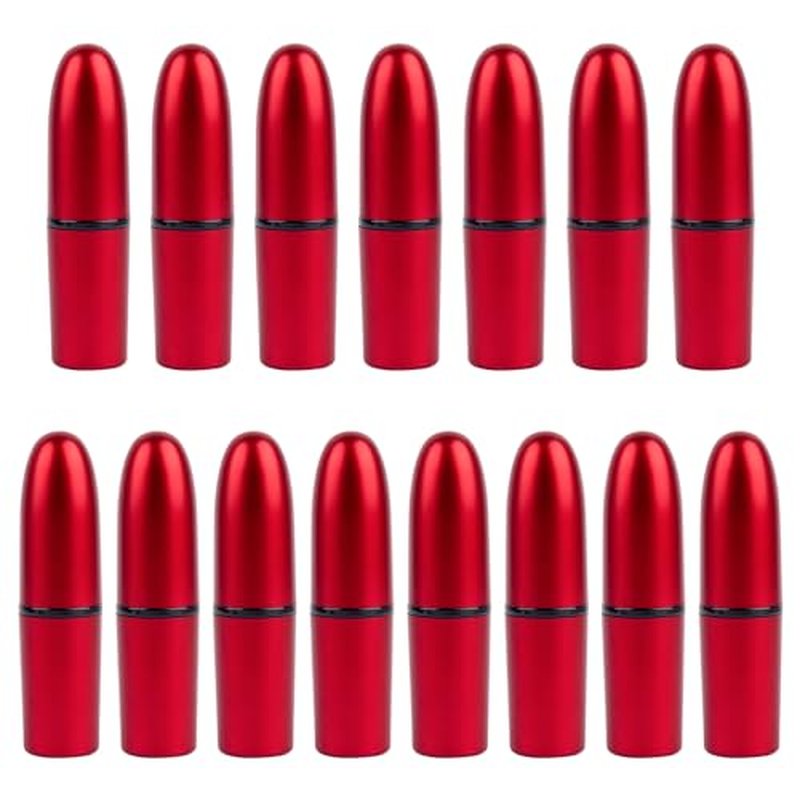 AUEAR, Empty Lipstick Tubes Bullet Shaped Holders Lip Balm Container for DIY (Red, 15 Pack)