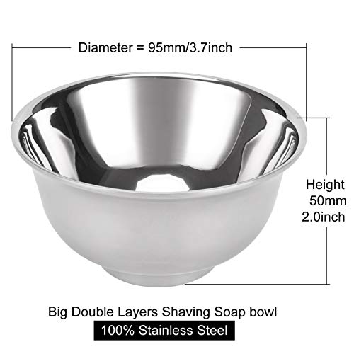 Chrome Shaving Razor & Brush Stand Set with Double Layer Stainless Steel Soap Bowl