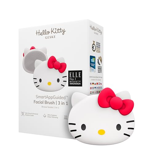 GESKE x Hello Kitty SmartAppGuided Facial Brush | 3 in 1 | Skin Cleansing Silicone | Routine Skincare | Gentle Cleansing | Facial Cleanser