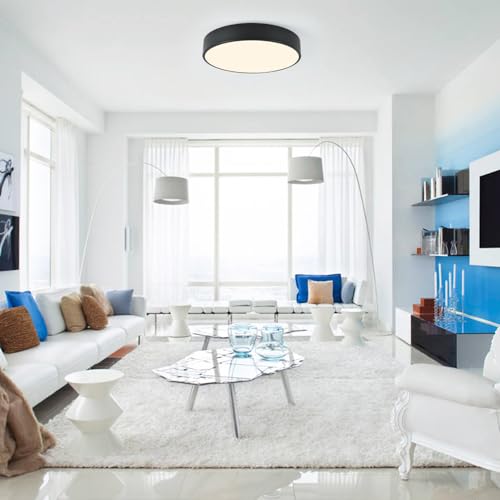 3-Light Modern Black Flush Mount Ceiling Light - 15.8 Inch, Dimmable, E12 LED Bulb Ready