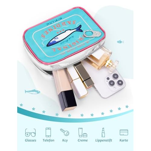 Cessfle Canned Sardines Makeup Bag, Funny Sardine Tin Fish Cosmetic Bag, Creative Cute Makeup Bag Kawaii Pencil Case Pouch, Coquette Make up Pouch for Women¡¦