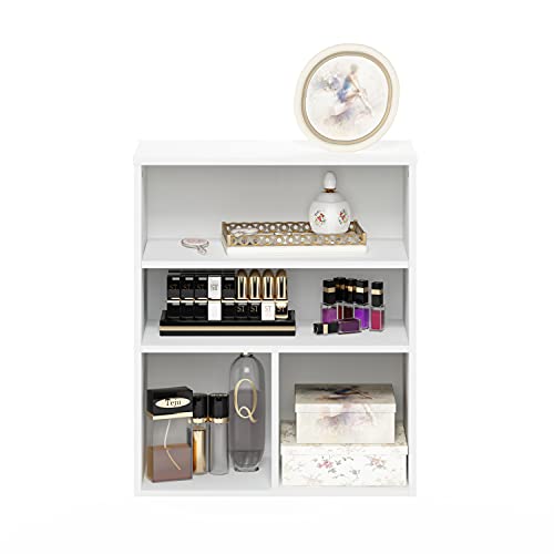 Furinno Pasir 3-Tier Display Bookcase - White, Compact & Modern