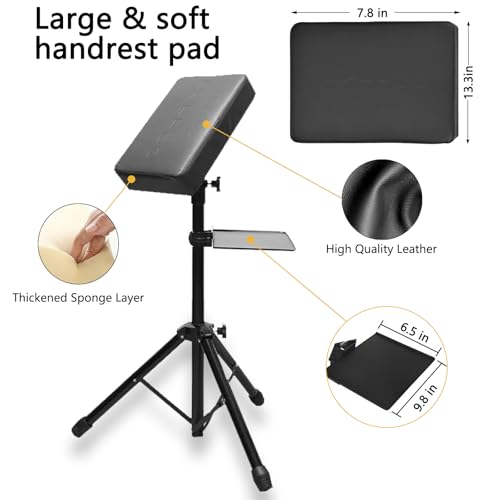 LEEYUKA Tattoo Arm Rest Stand with Tray Tattoo Chair for Client Adjustable Height Sponge Pad Tripod Base Equipment Supplies