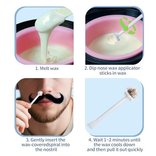 OAKEER Nose Wax Sticks - 60 Pcs Nose Wax Applicators for Nostril Nasal Cleaning Ear Hair Removal, User-Friendly & Safe, Premium ABS, Non-Toxic, Effective Depilation