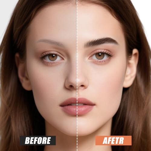Microblading Eyebrow Pen, Eyebrow Pencil Brown Hair Like Natural Liquid Brow Contouring Pen, 2-in-1 Dual-Ended Long Lasting Eye Brow Filler Pencil with Precise 2 Micro-Fork-Tip (Brown)
