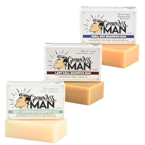 Solid Shampoo Bar 3-in-1 for Hair, Beard & Body - Variety Pack 4oz x3