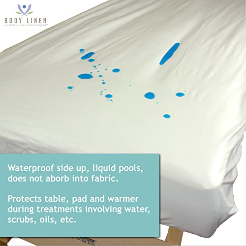 Body Linen Reusable Massage Table Cover - Waterproof Fitted Barrier, 1 Pack/Natural
