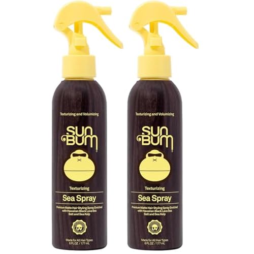 Sun Bum Sea Spray | Texturizing and Volumizing Sea Salt Spray | UV Protection With a Matte Finish-| Medium Hold-| For All Hair Types-| 6 FL OZ Bottle,(Pack of 2)