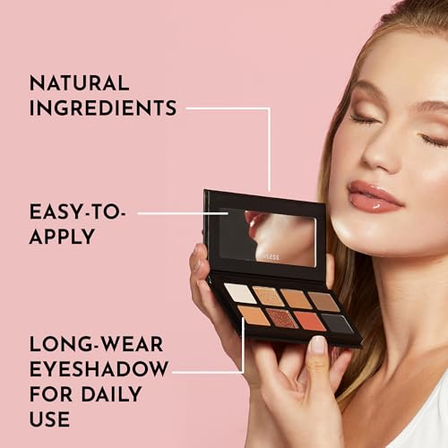 Travel-Friendly Talc-Free Eyeshadow Palette - 8 Neutral Shades, 1 Ounce - Black