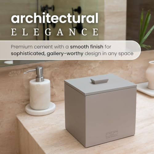 Cement Storage Box for 50 Disposable Towels XL - Taupe Stone, 9x8x9 Inches