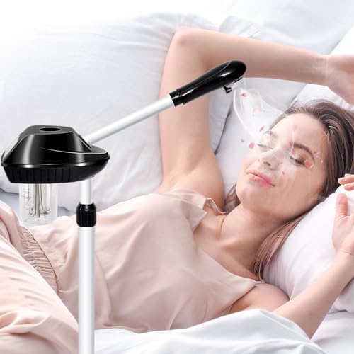 Facial Steamer Professional on Wheels with Time Setting, Estheticians Steamer with More Steam for Deep Cleansing and Hydration, Face Steamer Adjustable Height for Spa, Salon and Home Use