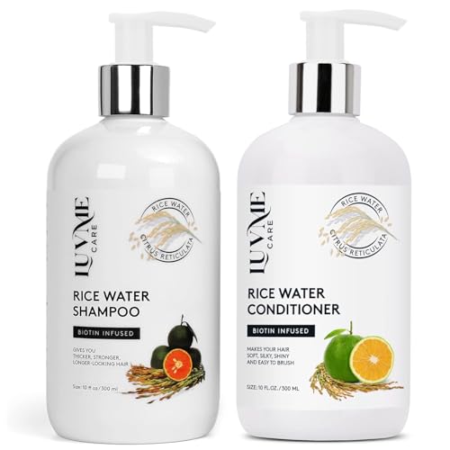 Rice Water Hair Thickening Shampoo & Conditioner Set with Biotin | Strengthening & Volumizing for All Hair Types