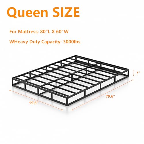 Heavy Duty 7 Inch Queen Box Spring - Metal Mattress Foundation, Noise-Free, Easy Assembly