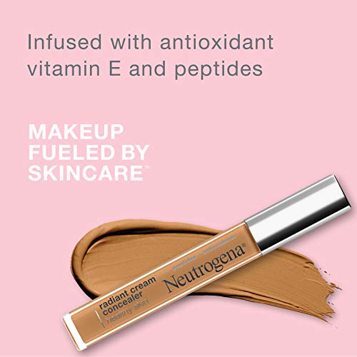 Neutrogena Healthy Skin Radiant Brightening Cream with Peptides & Vitamin E Antioxidant, Lightweight Perfecting Concealer, Non-Comedogenic, Mocha Medium/Deep 03 with neutral undertones, 0.24 oz