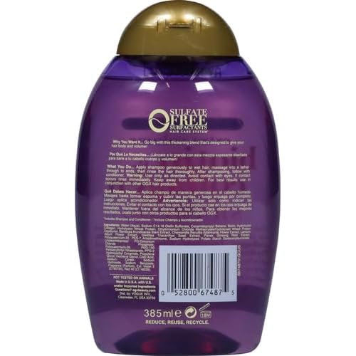 OGX Volumizing Shampoo for Fine Hair | Biotin & Collagen | Extra Strength | Sulfate-Free | 13 Fl Oz, Pack of 2