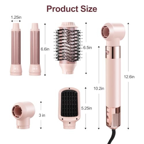Pink 5-in-1 Hair Styler Blow Dryer Brush Set - 110,000 RPM Hot Air Brush