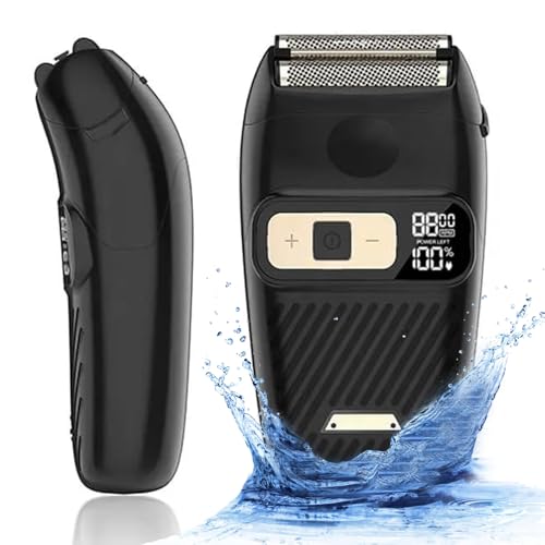 Foil Shaver Electric Razor for Men Electric Foil Shavers for Men Portable Travel Waterproof Wet Dry LED Display Cordless Beard Trimmer 3 Adjustable Speeds Long Battery Rechargeable IPX6