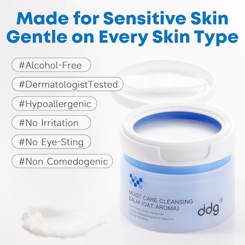 ddg Cleansing Balm Makeup Remover for Sensitive Skin,Eye Makeup Remover & Facial Cleanser for Waterproof Makeup Removal,Vegan Plant Oils,Nourishing & Hydrating,3.38floz/100ml