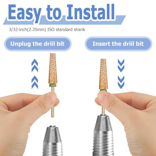 Long 5-in-1 Nail Drill Bits Set - Tapered Carbide Efile Bits for Manicure & Pedicure