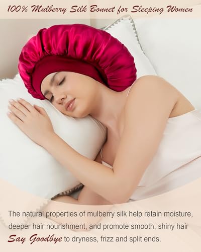 Choshion Set D 100% Mulberry Silk Sleep Bonnet for Women, Reversible & Luxurious
