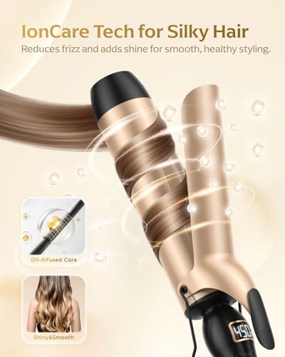 Large Barrel Curling Iron for Long Hair - 2 Inch Professional Wand with 12 Temp Settings