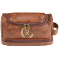 Personalized Leather Toiletry Bag For Men, Engraved Initial Travel Toiletry Bag for Men, Travel kit for Him, Ideal Gift for Him Dad Father Son Husband Grandpa Lover Christmas Anniversary Birthday(R)