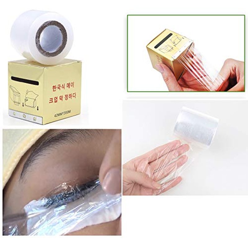 3 Rolls Tattoo Cover Disposable Eyebrow Tattoo Plastic Wrap Preservative Film for One-Way Eyebrow Lips Permanent Make Up Supplies Wrap Tape Transparent