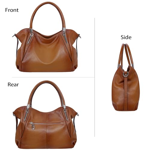 HESHE Leather Shoulder Tote Bag for Women - Sorrel Variant