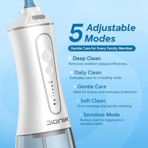 Cordless Water Flosser for Adults - Rechargeable Oral Irrigator with 300ml Tank & 5 Modes