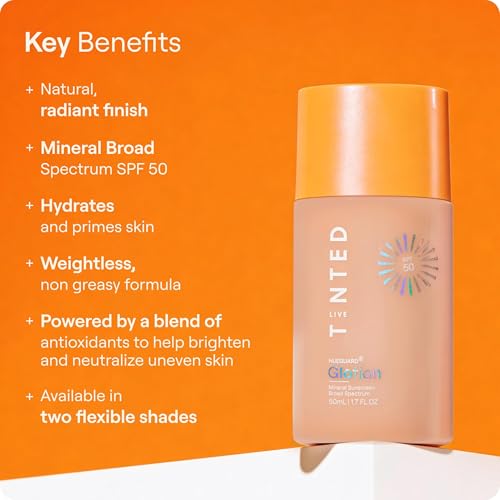Live Tinted Hueguard Glotion Tinted Sunscreen SPF 50 Medium Deep 0.5oz - Glowy, Hydrating, Reef-Safe