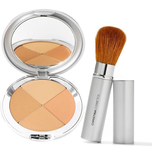 All-in-One Mineral Makeup Compact with Retractable Brush - 8-in-1 Face, Eyes, Cheeks