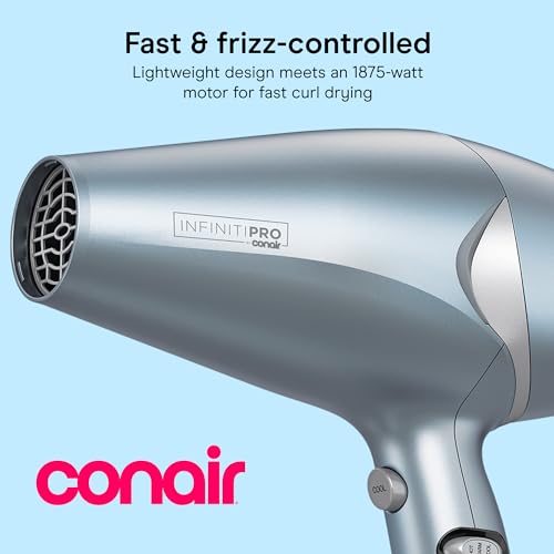 Conair InfinitiPRO Diffuser & Concentrator Hair Dryer - Blue, 1875W, Lightweight
