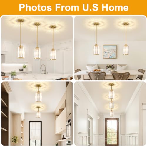YUEXCDShome 2 Pack Brushed Gold Modern Pendant Lights for Kitchen Island No Assembly