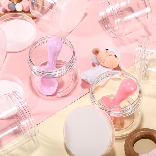 Clear 12 oz Plastic Jars with Lids - 16 Pack Wide Mouth Storage Containers