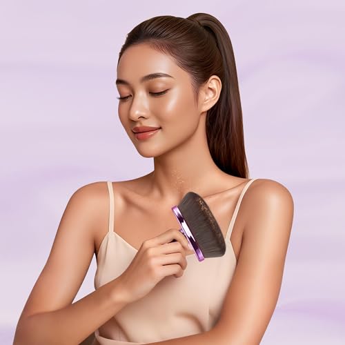 Blend & Blur Extra Large Kabuki Makeup Brush for Body & Legs - Purple Bag