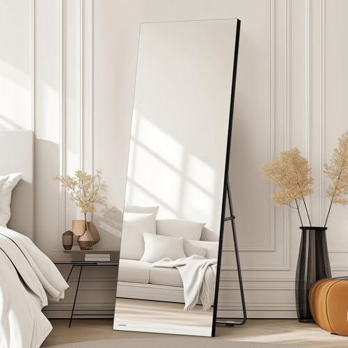 Frameless Full Length Mirror with Stand - 56 x 18 Inches, Crystal Clear Reflection