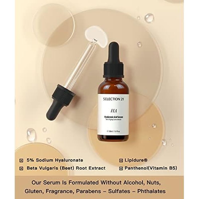 Advanced Hyaluronic Acid Serum for Face Anti Aging with 5% Hyaluronic Acid Complex, Hydrating Stem Cell Serum for Skin 1 Fl OZ.(pack of 1)