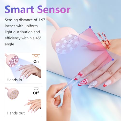 Makartt Cordless UV LED Nail Lamp Gooseneck Pink Flash Curing for Gel Nails