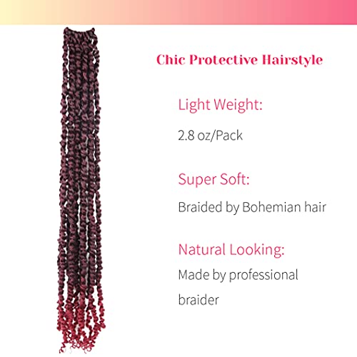 Pre-Twisted Passion Twist Crochet Hair 30 Inch - Ombre Burgundy, Pack of 8