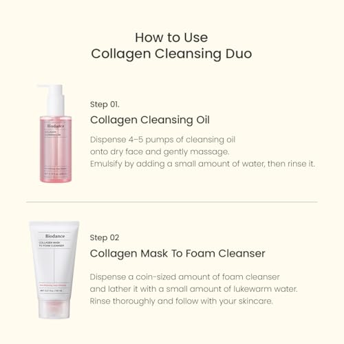 BIODANCE Collagen Cleansing Duo: 2-in-1 Pore Mask to Foam Cleanser & Gentle Cleansing Oil Set, Facial Wash and Makeup Remover for Sensitive Skin, Korean Skin Care, Skin Care Set