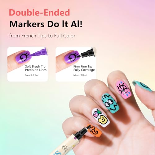 Ponhey 48 Colors Nail Art Pens Set - Variation 09 - Quick-Drying Acrylic Markers for DIY Nail Design
